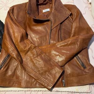 Closet Cognac Leather Moto Jacket - Brown